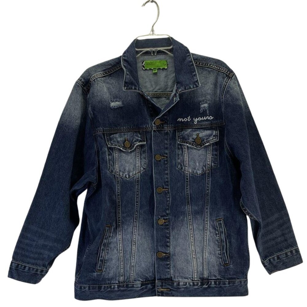 FP x Sandrine Rose L’Artiste Distressed Denim Jean Jacket, Medium - Picture 3 of 11